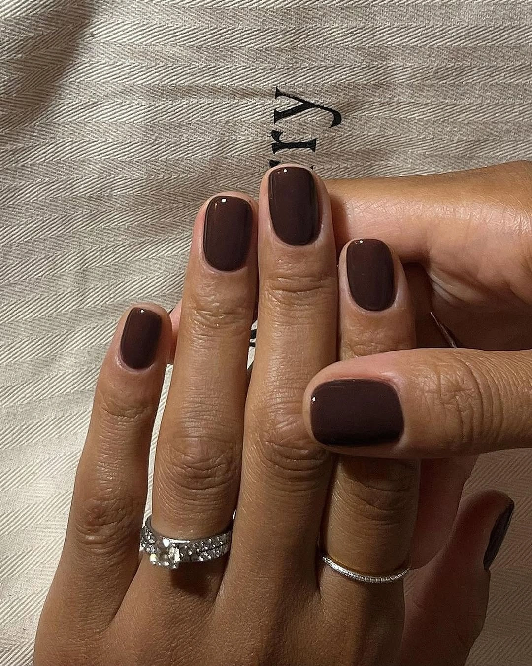 fall short nails 2026 Solid Espresso Short Square Nails