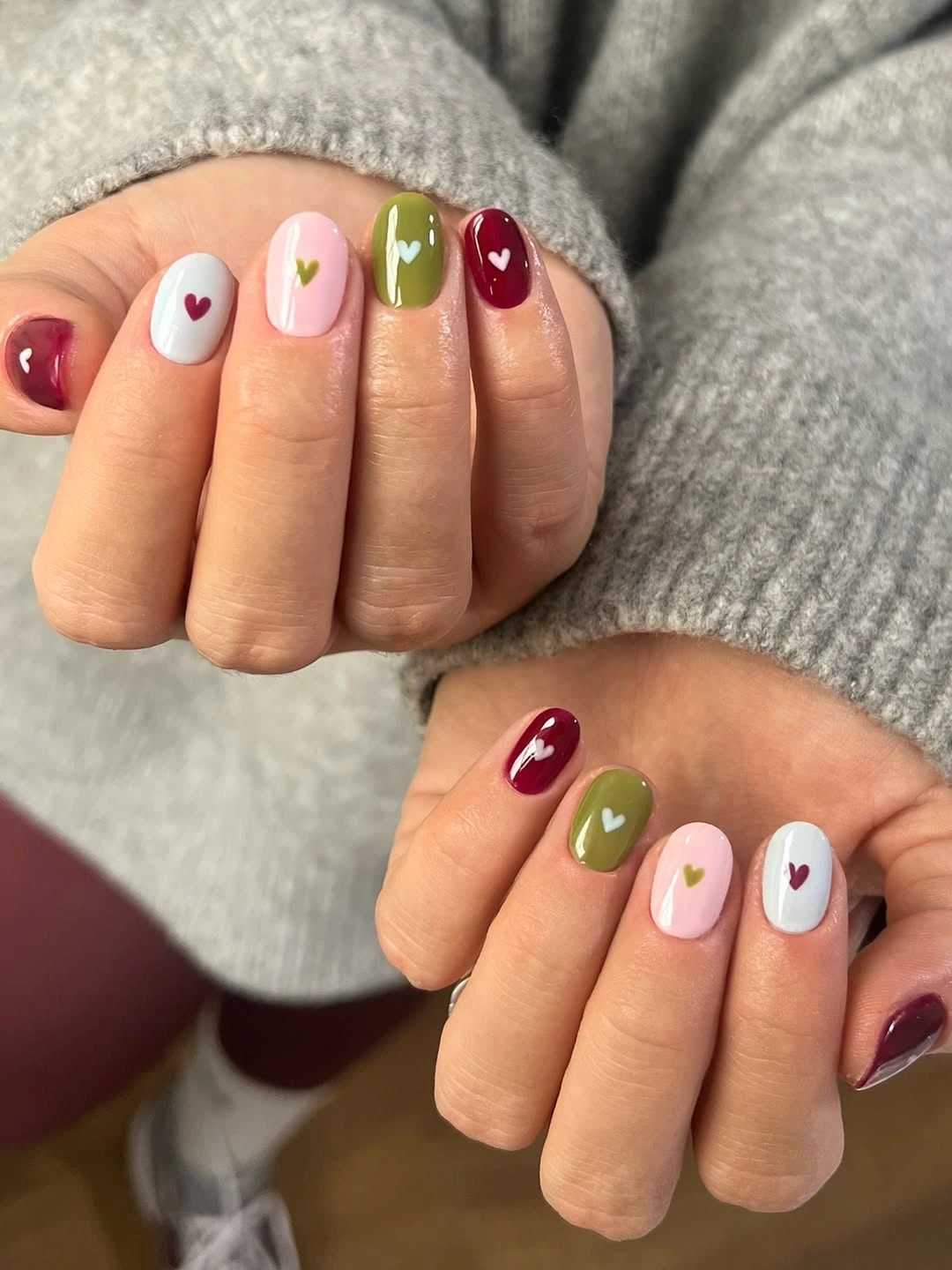 fall short nails 2026 Tiny Heart Accents On Short Fall Nails