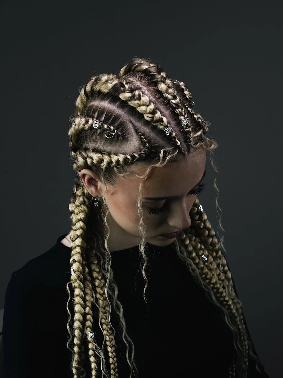 feed in braid hairstyles Accessorized Blonde Feed-In Braids With Statement Parts