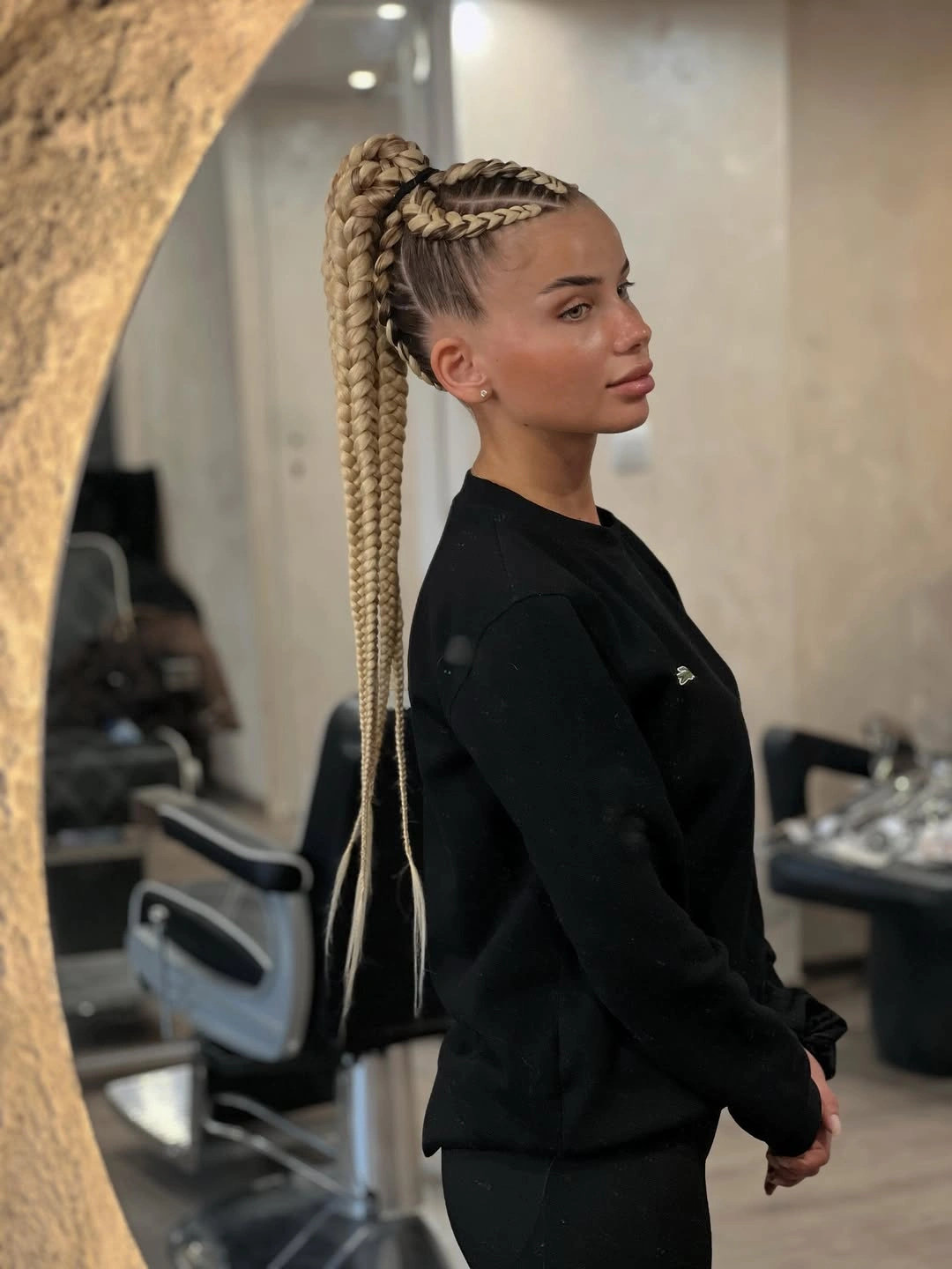 feed in braid hairstyles Blonde High Ponytail Feed-In Braids