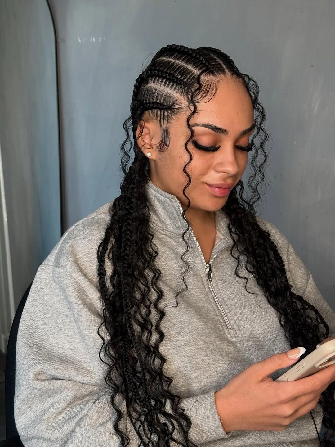 feed in braid hairstyles Curly Feed-In Braids With Soft Tendrils
