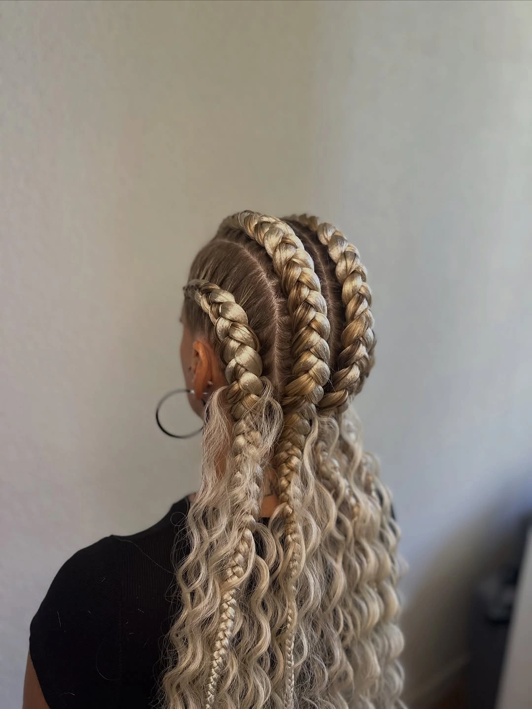 feed in braid hairstyles Blonde Feed-In Braids With Long Mermaid Waves