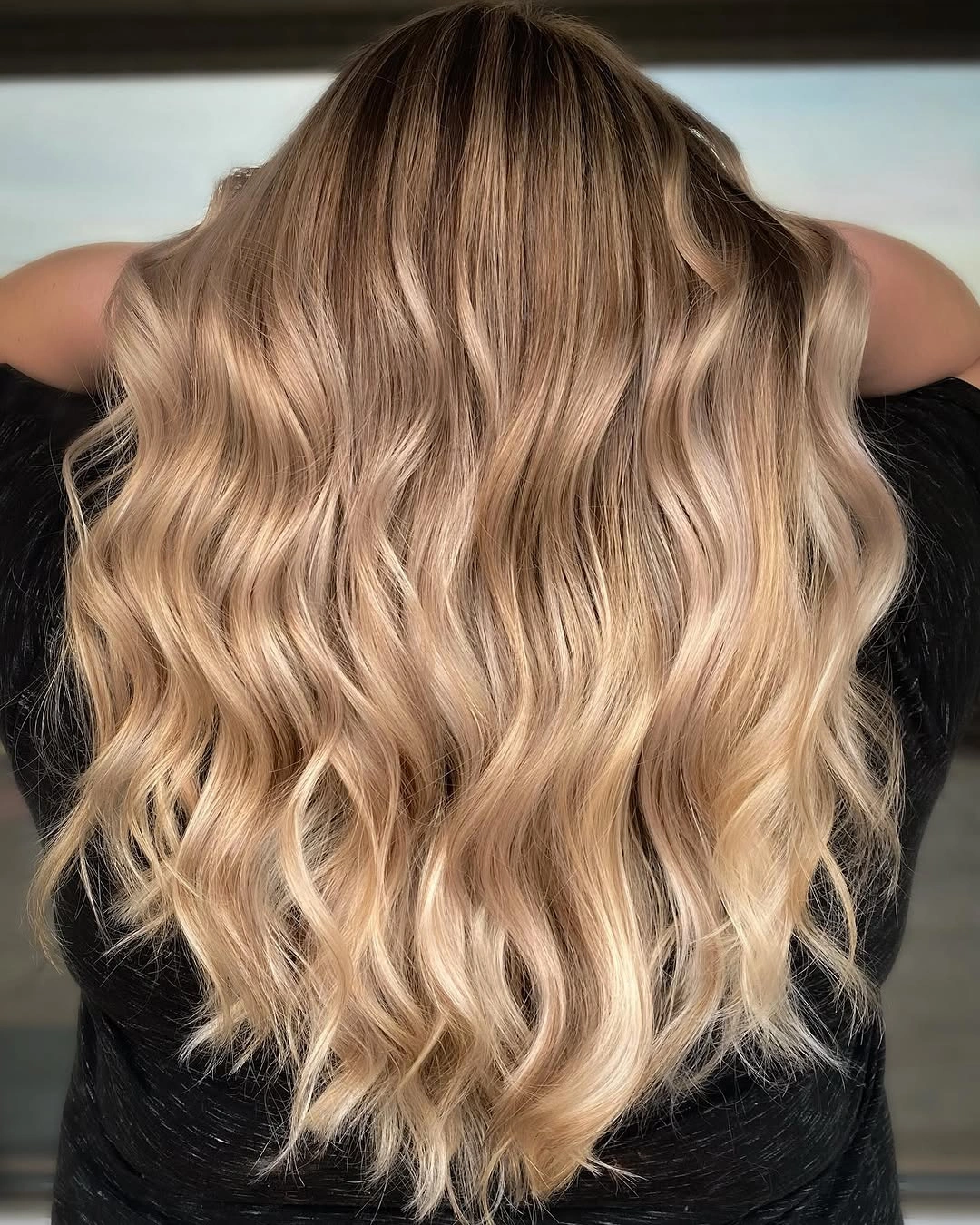 full head babylights blonde on brown hair Golden Blonde Lengths With A Soft Brunette Melt