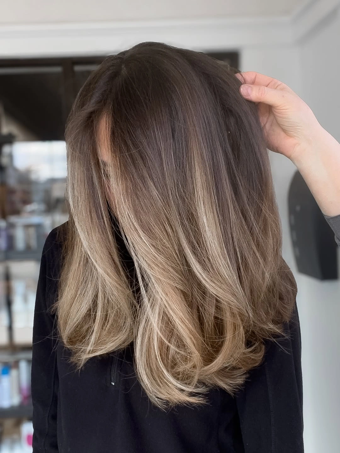 full head babylights blonde on brown hair Smoky Root Melt With Pale Blonde Ends