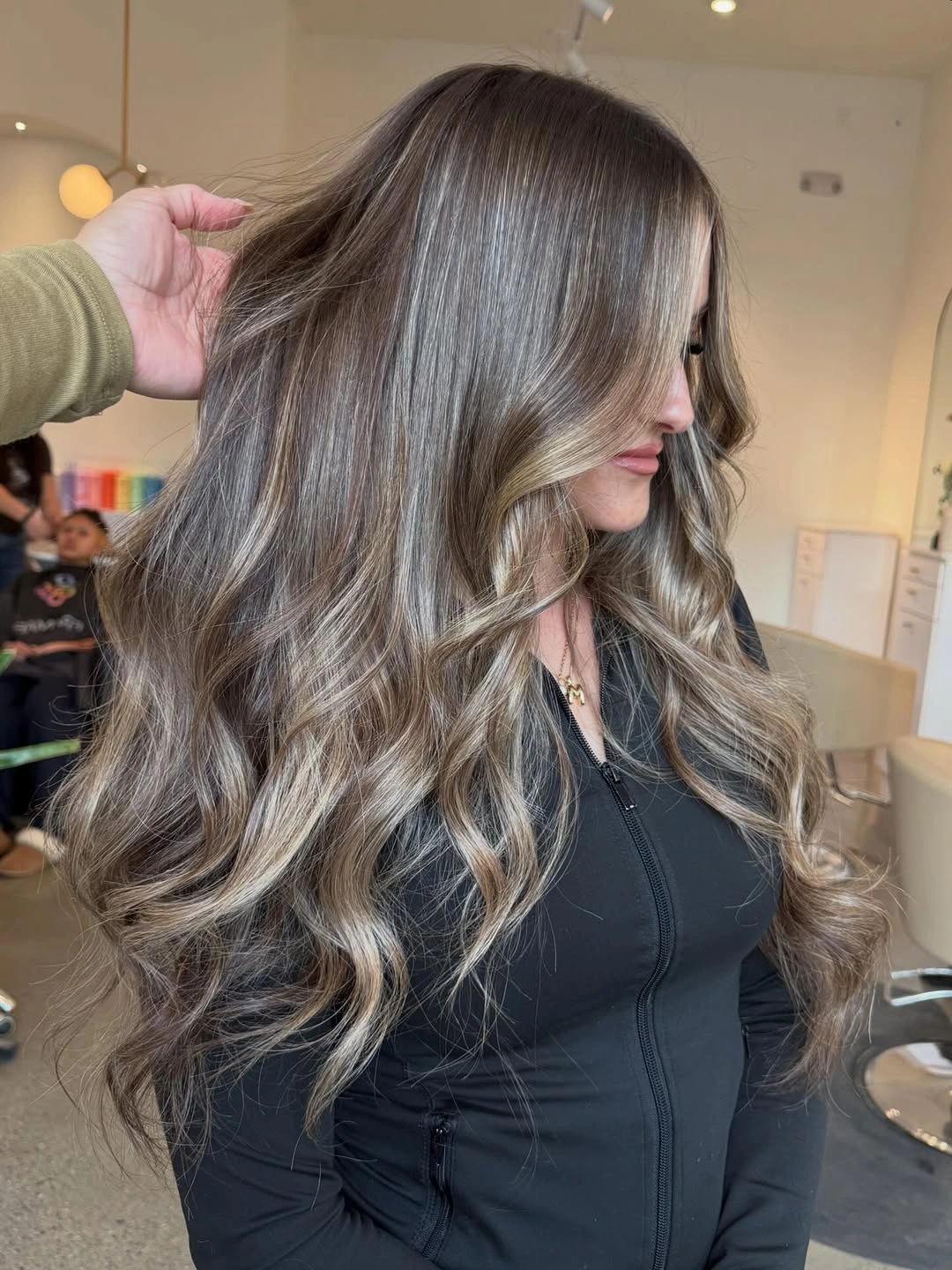 full head babylights blonde on brown hair Cool Beige Blonde Waves With Glossy Brown Depth