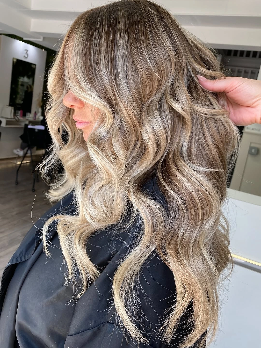 full head babylights blonde on brown hair Bright Creamy Babylights With Soft Curtain Movement