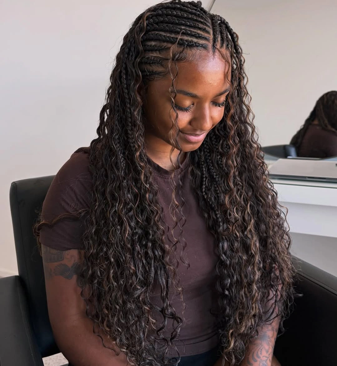 goddess braid Highlighted Goddess Braids With Soft Shoulder Curls