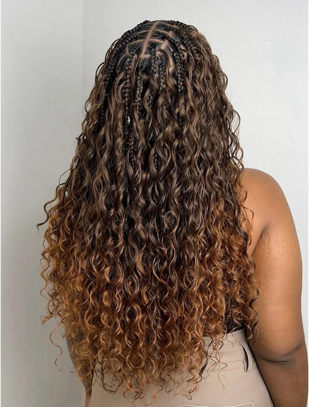 goddess braid Ombre Goddess Braids With Copper Curled Ends