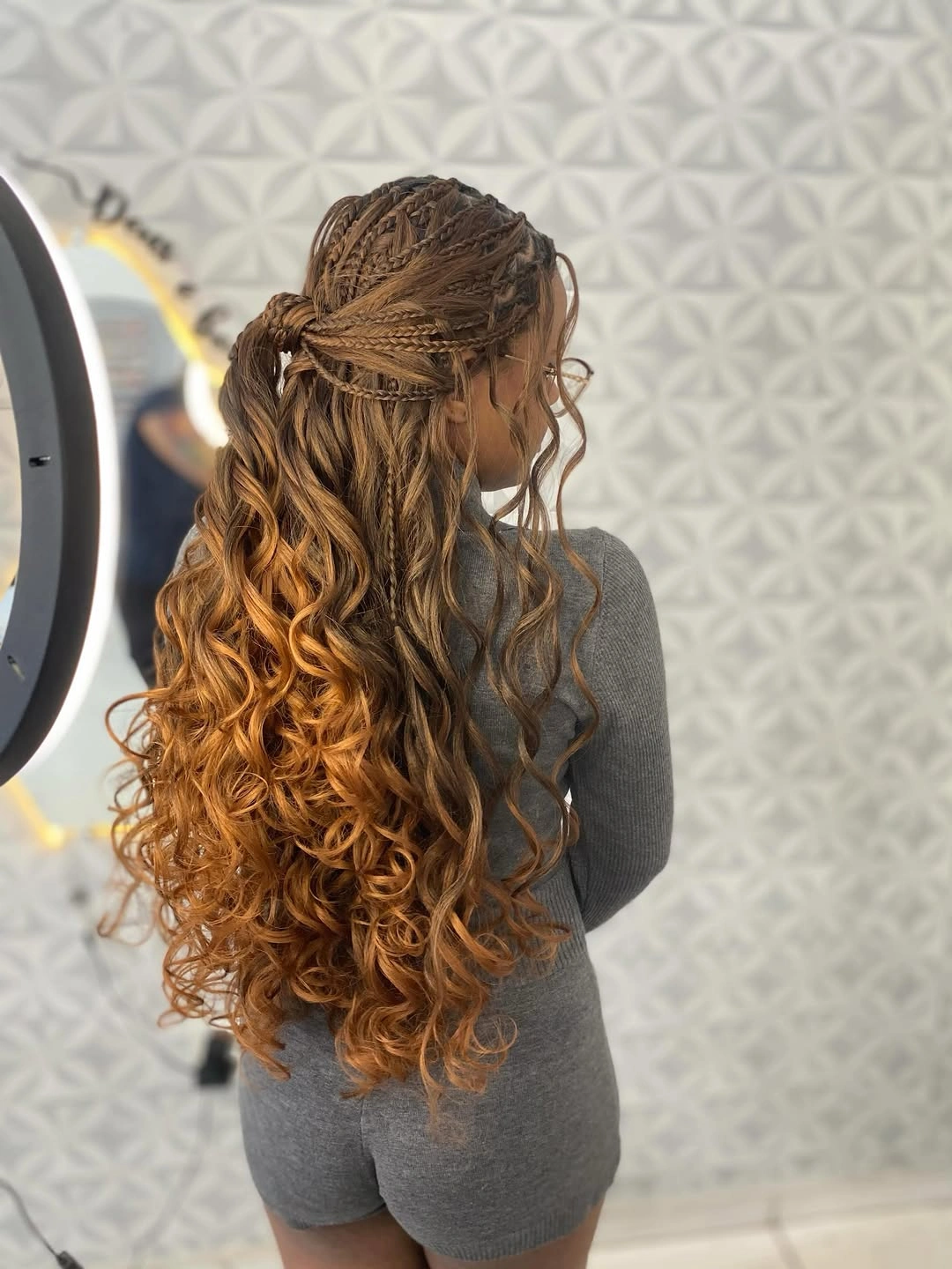 goddess braid Copper Goddess Braids In A Romantic Half-Up Style