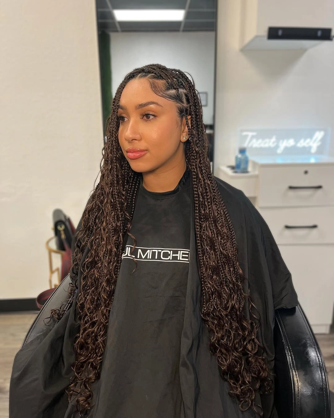 goddess braid Waist-Length Brown Goddess Braids With Soft Baby Hair