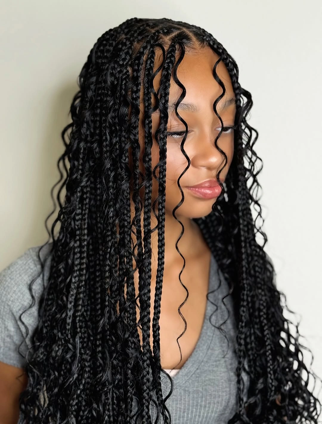 goddess braid Center-Part Goddess Braids With Face-Framing Curls