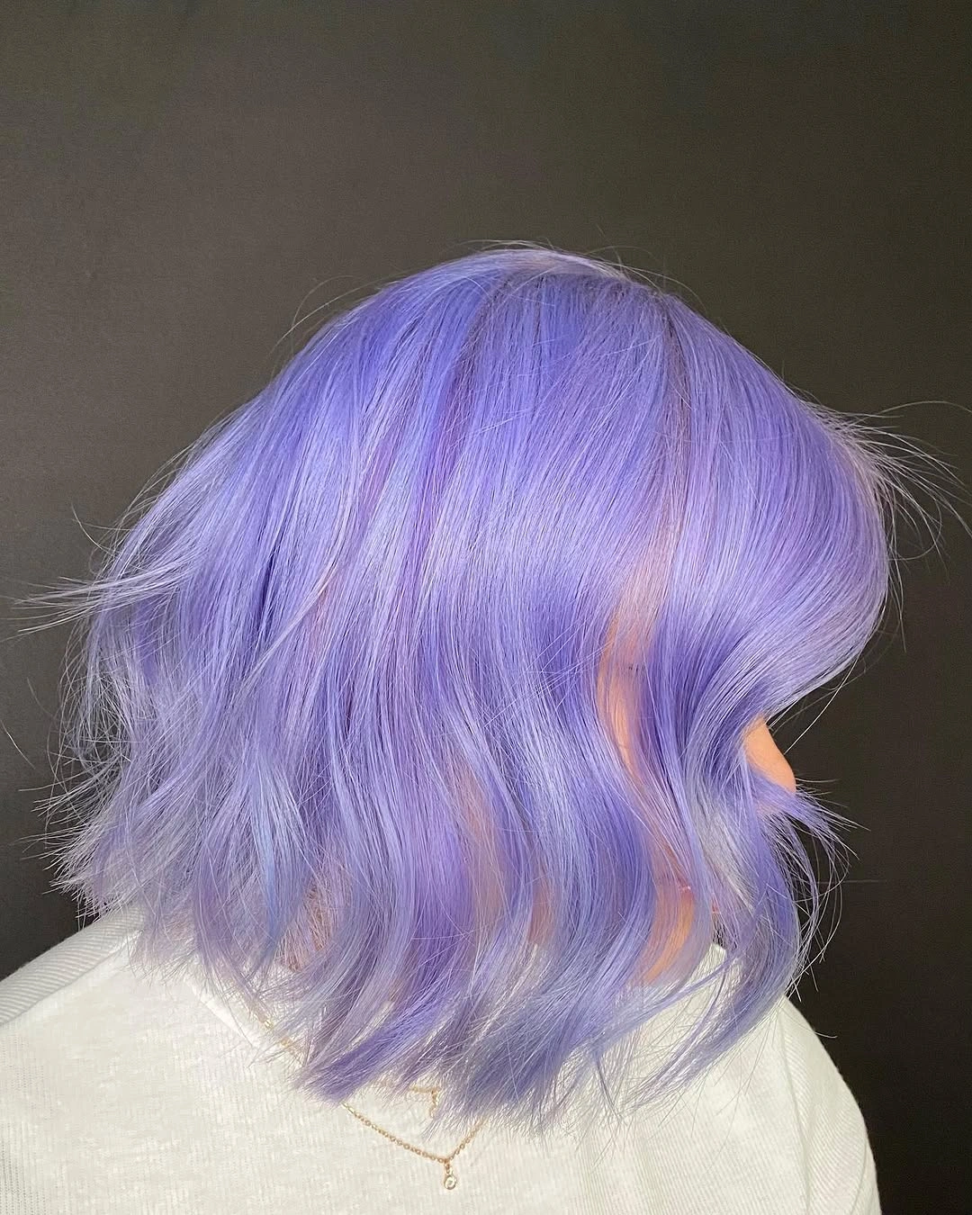 hair lowlights color ideas and inspiration Periwinkle Lavender Lob With Blue-Violet Depth