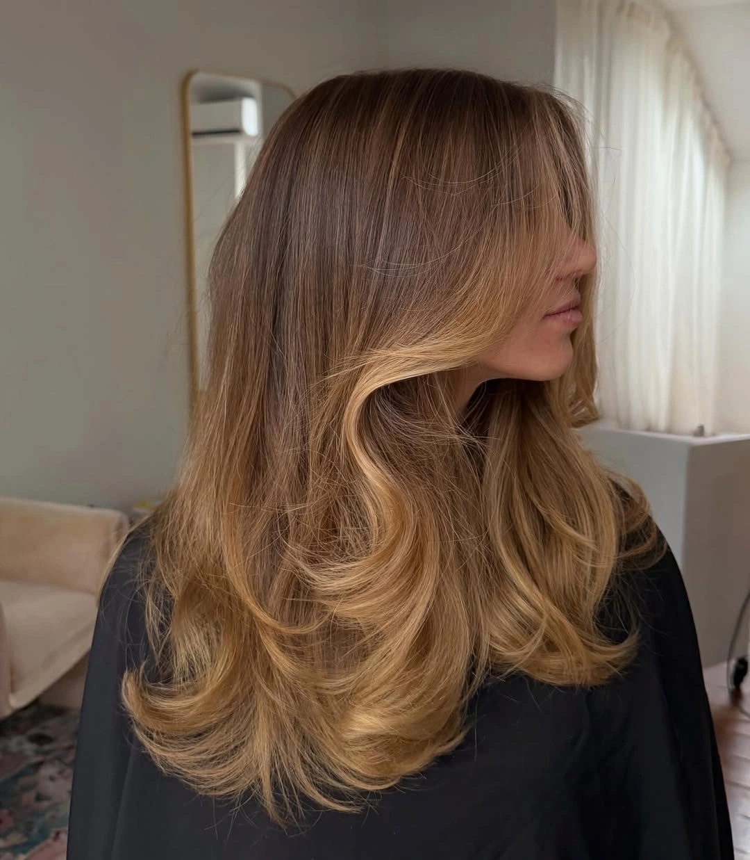 hair lowlights color ideas and inspiration Warm Bronde Blowout With Caramel Lowlights