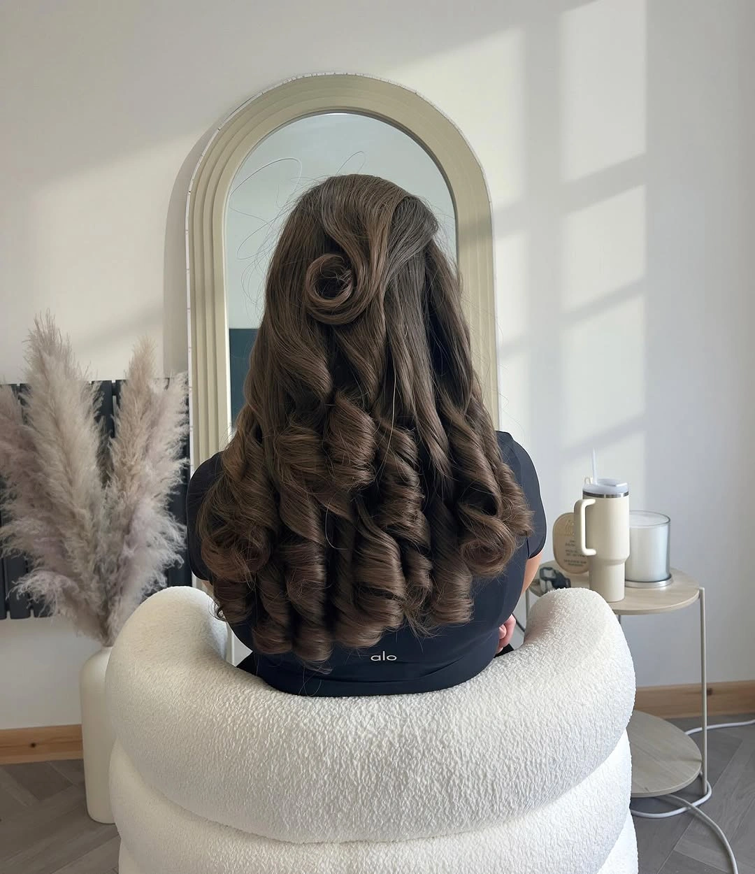 heatless curls hairstyle Polished Barrel Curls With A Rosette Detail