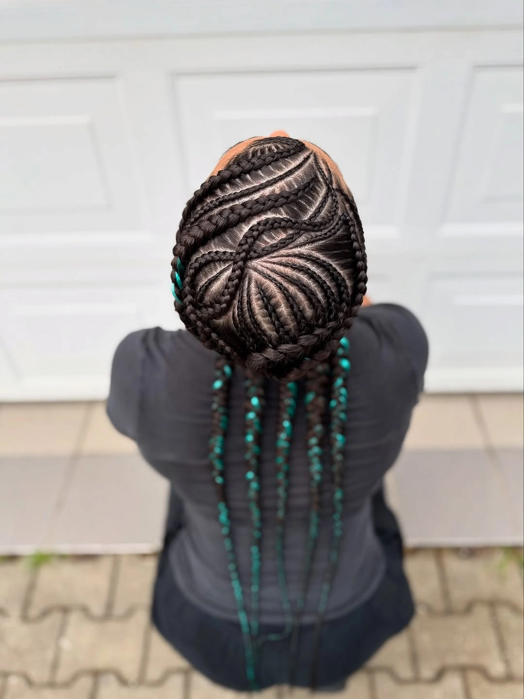 lemonade braid hairstyle Geometric Lemonade Braids With Beaded Color Accents