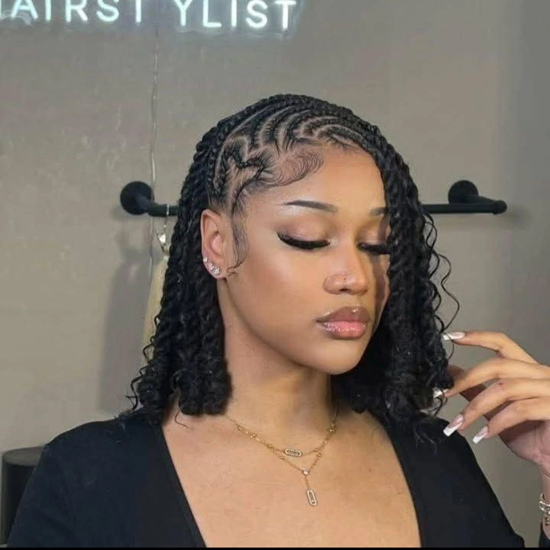 lemonade braid hairstyle Short Boho Lemonade Braids With Soft Curls