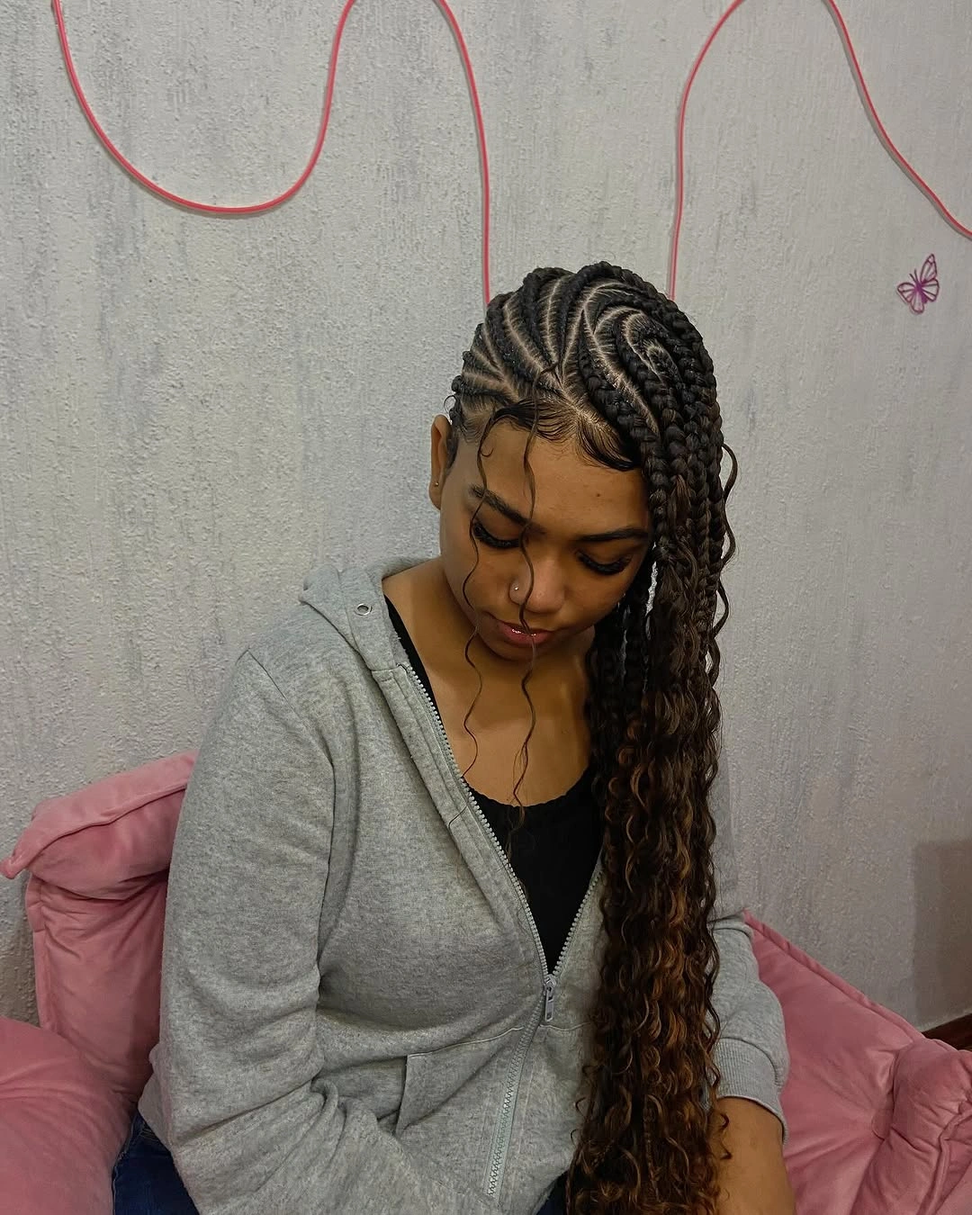 lemonade braid hairstyle Chocolate Lemonade Braids With Loose Front Curls