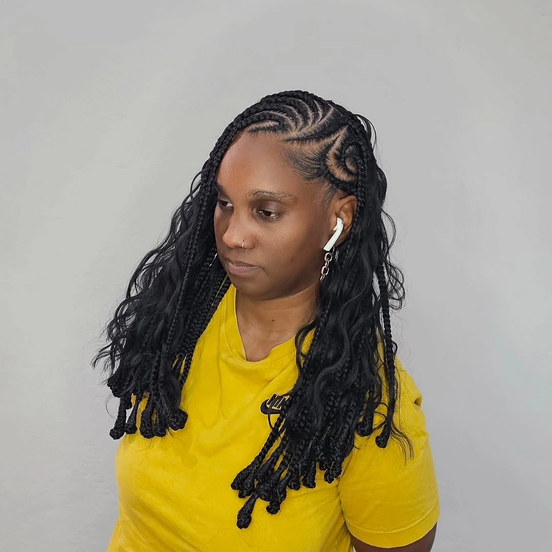 lemonade braid hairstyle Medium Boho Lemonade Braids With Loose Texture
