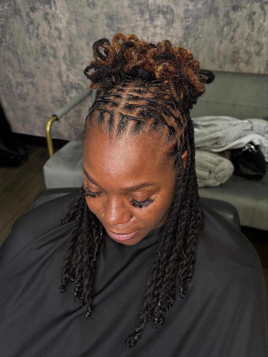 locs hairstyles for black women Half-Up Locs With Defined Parts And Crown Volume
