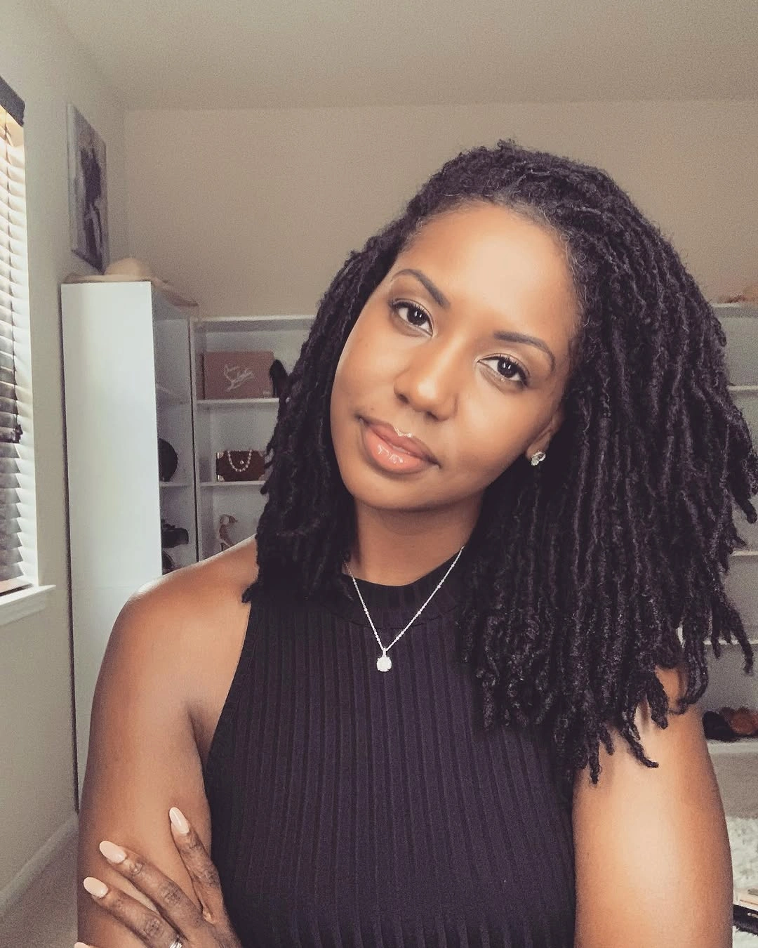 locs hairstyles for black women Classic Side-Part Locs With Soft Feminine Polish