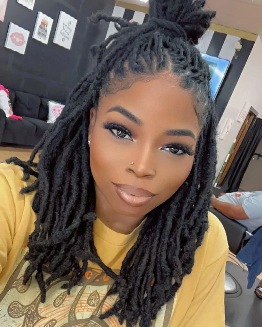 locs hairstyles for black women Half-Up Black Locs With A Salon-Fresh Finish