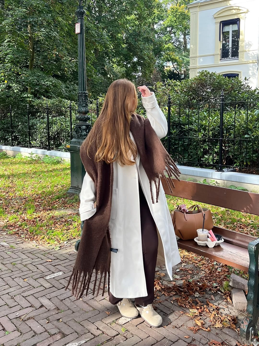 modest fall outfits 2026 + White Coat and Chocolate Layers for Crisp Mornings