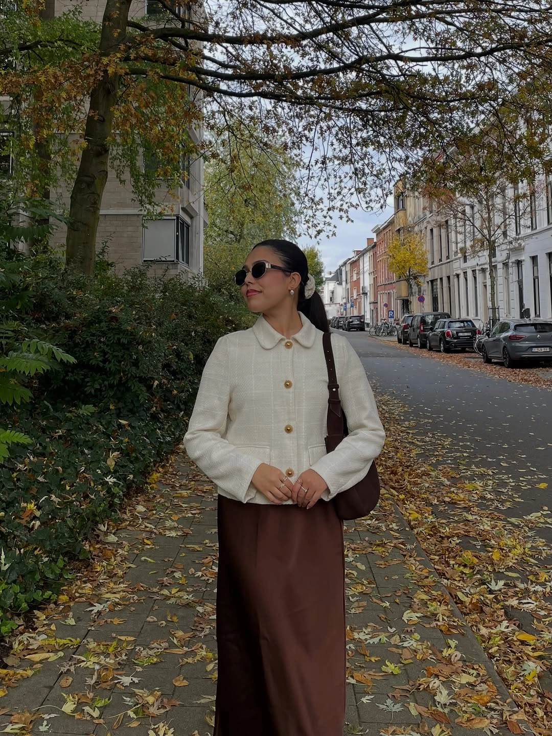 modest fall outfits 2026 + A Cream Jacket with a Long Chocolate Skirt