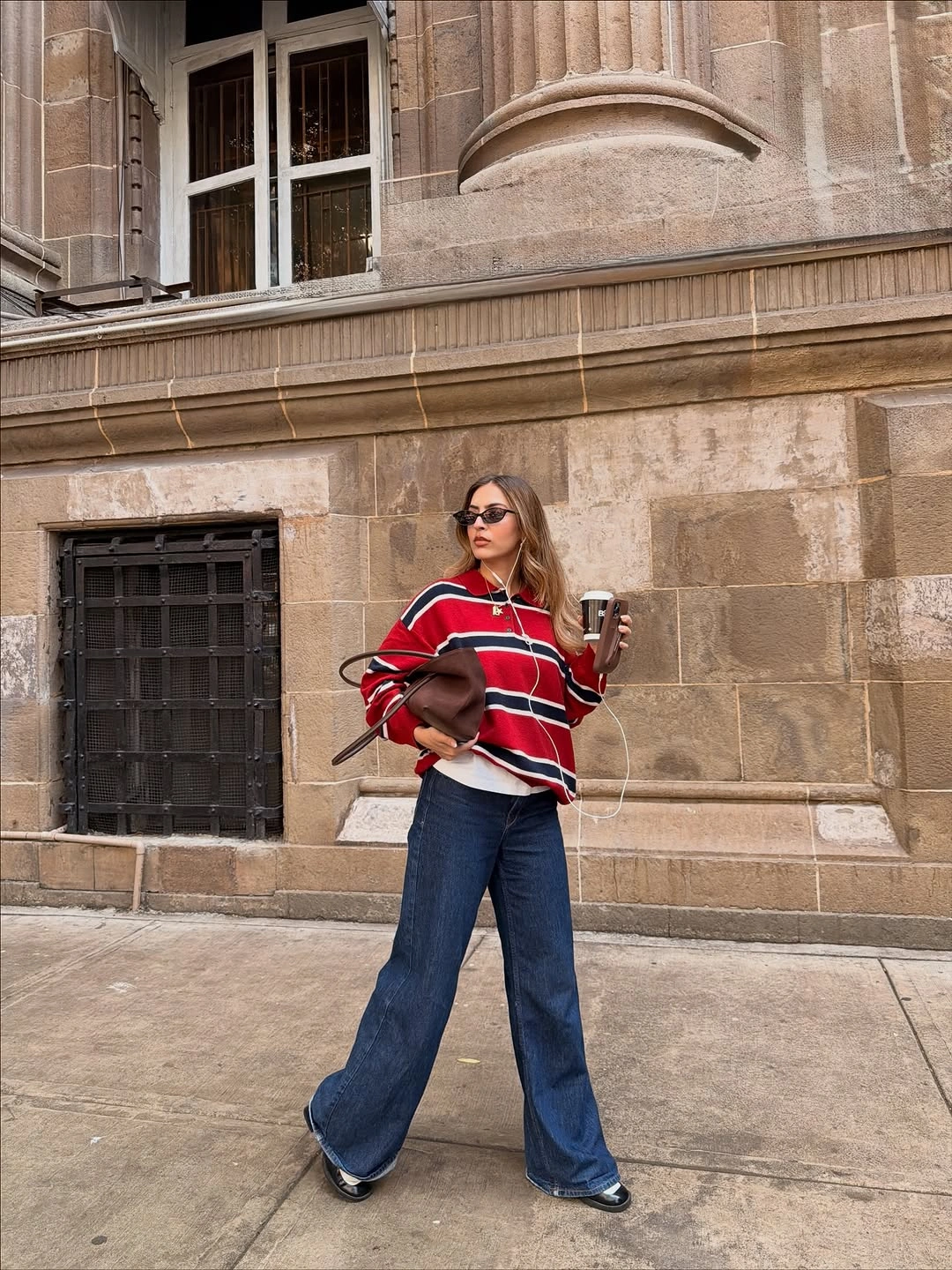 september fashion trends 2026 Red Rugby Stripe With Wide Denim