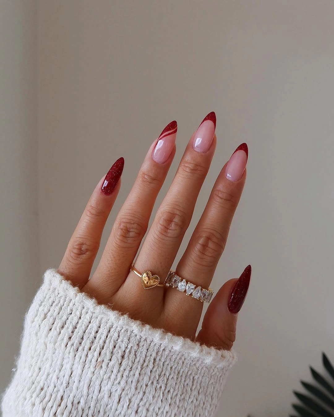 september nail designs 2026 Slim Red French Tips on Almond Nails