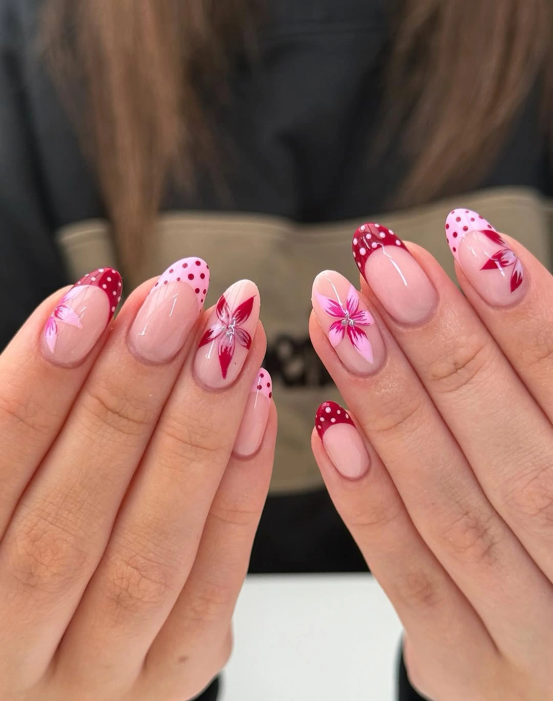 september nail designs 2026 Pink Dots, Bows, and Flower Accents