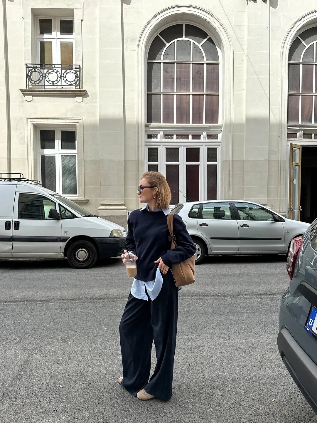 september outfits ideas 2026 Navy Sweater Over A Crisp White Shirt