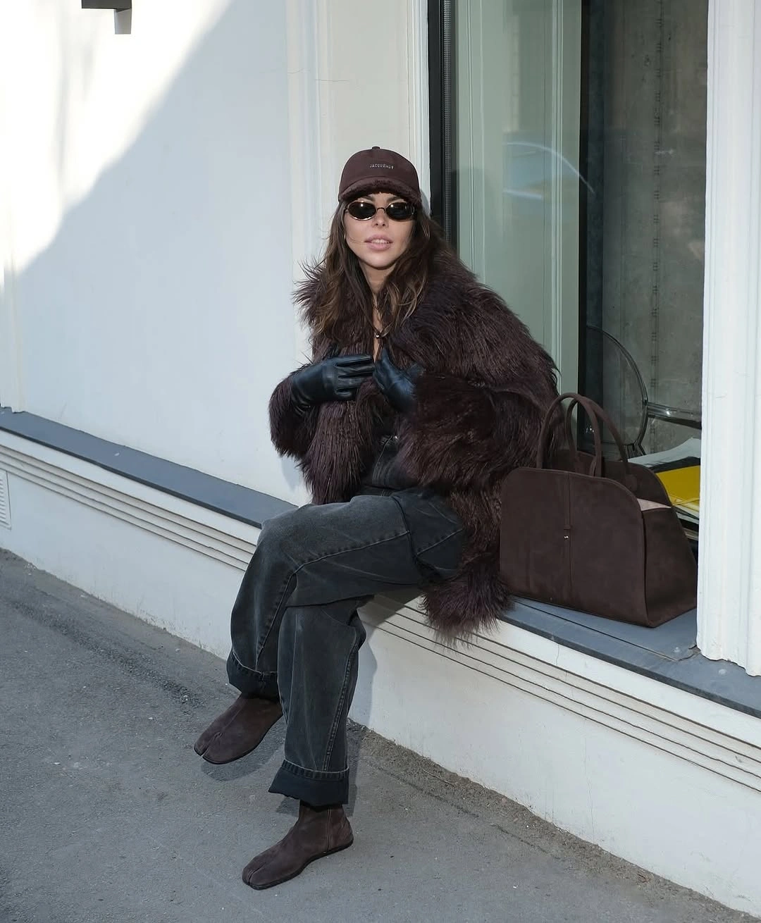 shaggy jacket Dark Brown Shag Jacket With Tonal Cold-Weather Layers