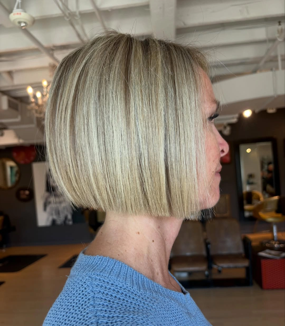 short bobbed hairstyle Icy Blonde Blunt Bob That Maximizes Density