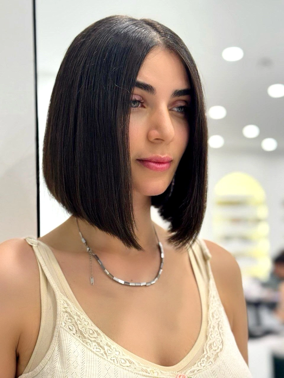 short bobbed hairstyle Longer Black Bob With a Subtle A-Line