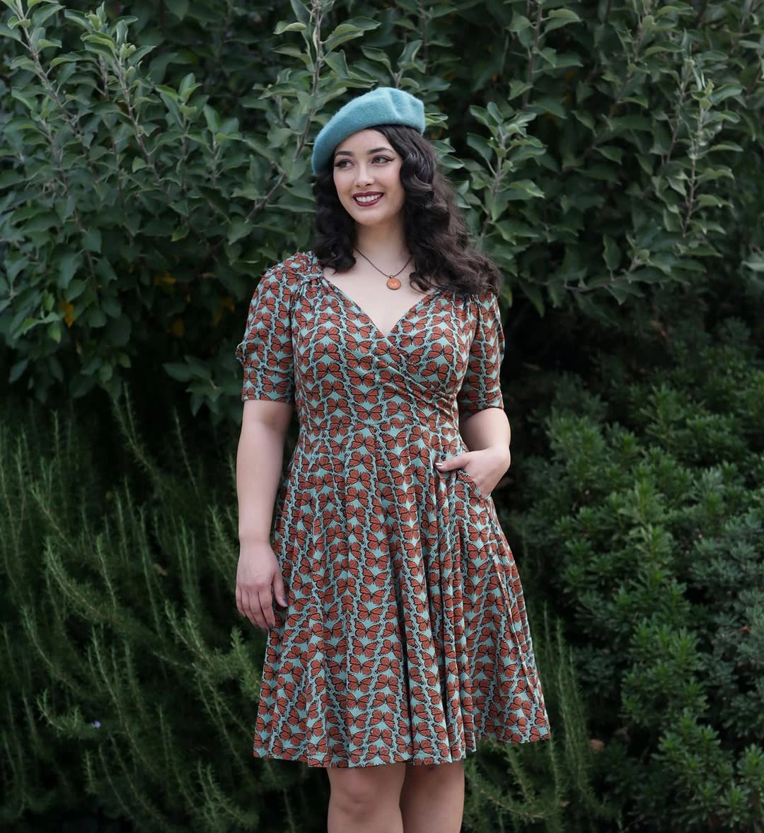 what are must-have fall outfits for 2026 + A Retro Printed Dress With a Playful Beret