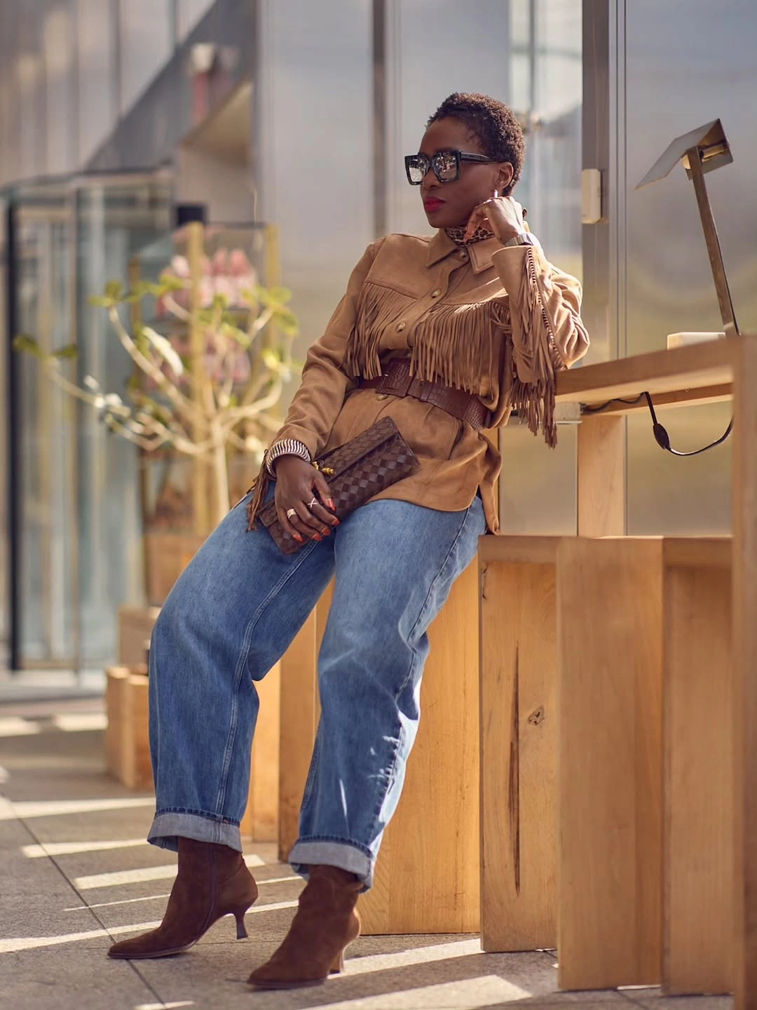 wide leg jeans outfit fall 2026 + Fringe Suede and Cuffed Denim for a Modern Western Mood