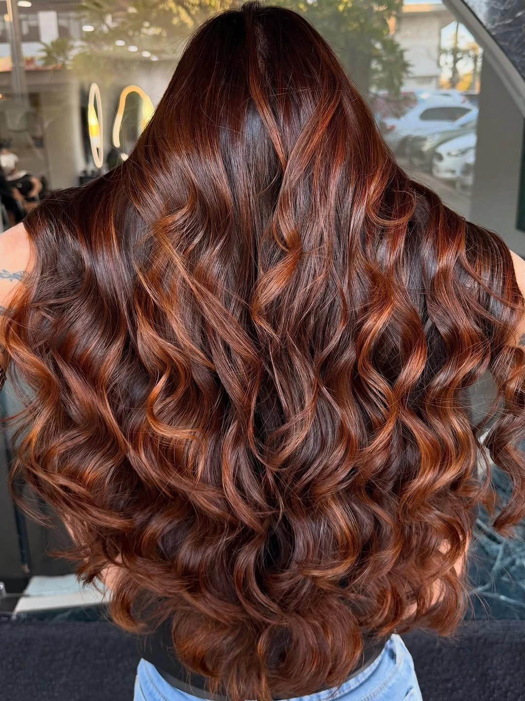 rich auburn brown hair with textured waves