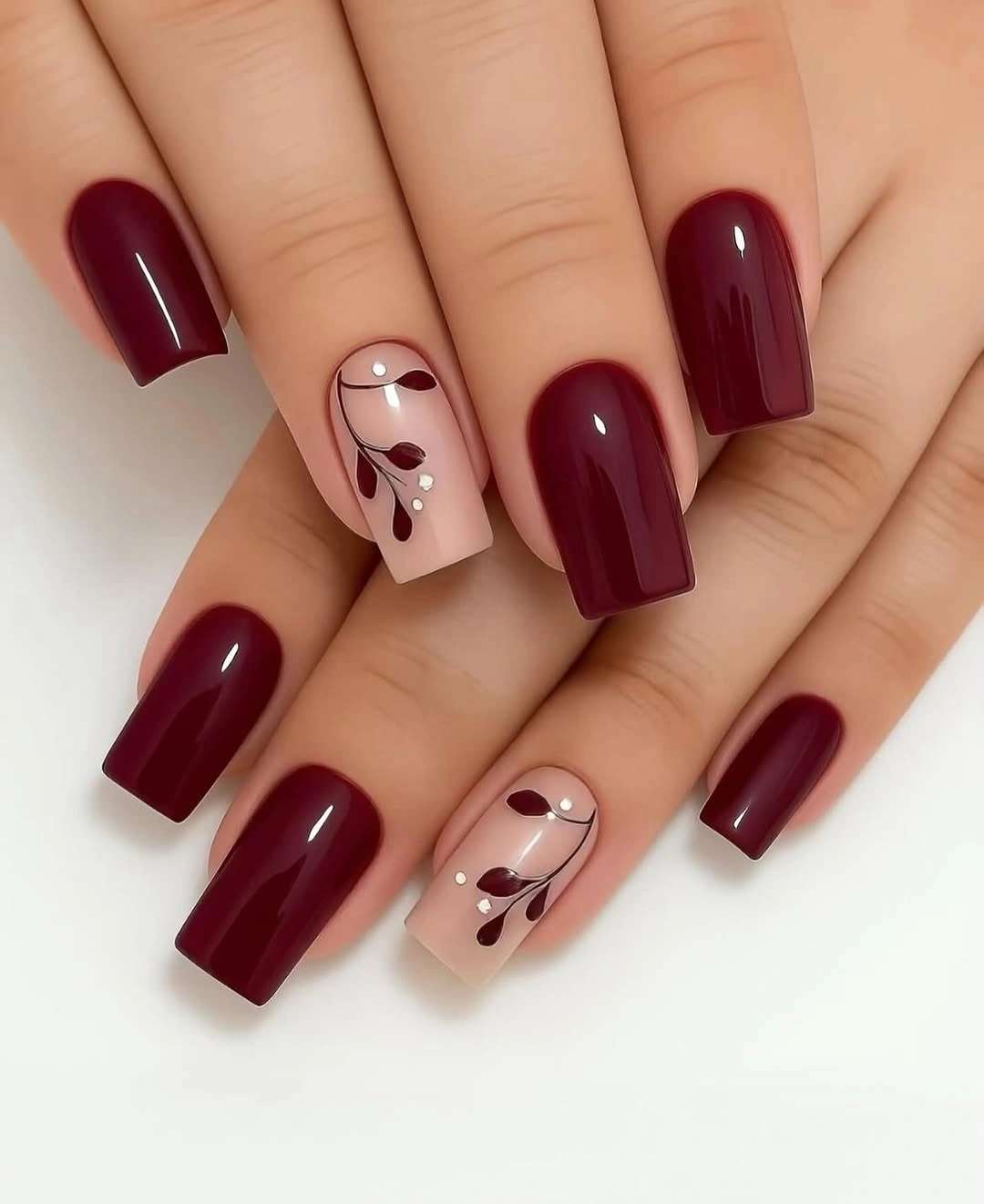 medium square matte mauve nails with raised wave texture
