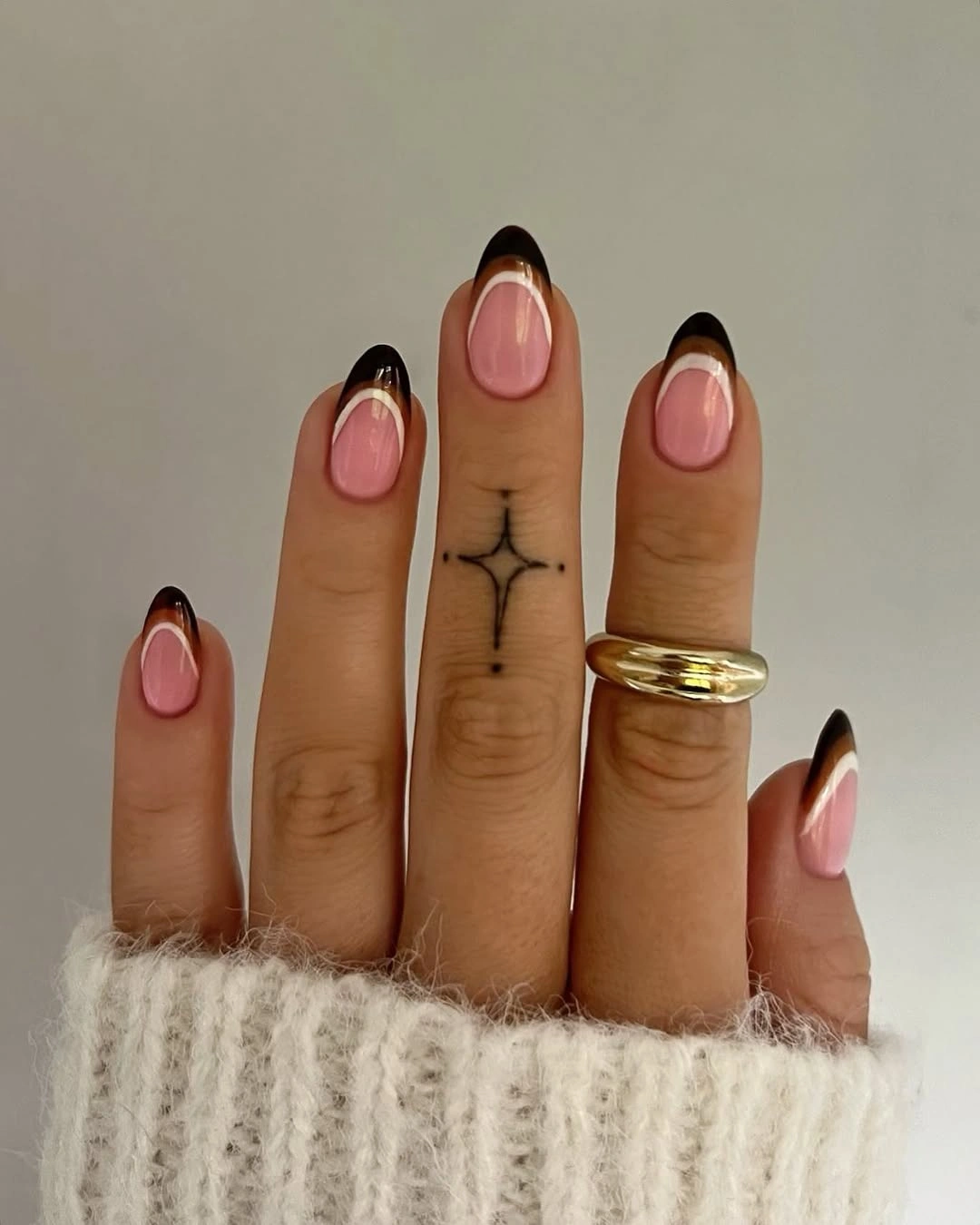 black french over pale pink
