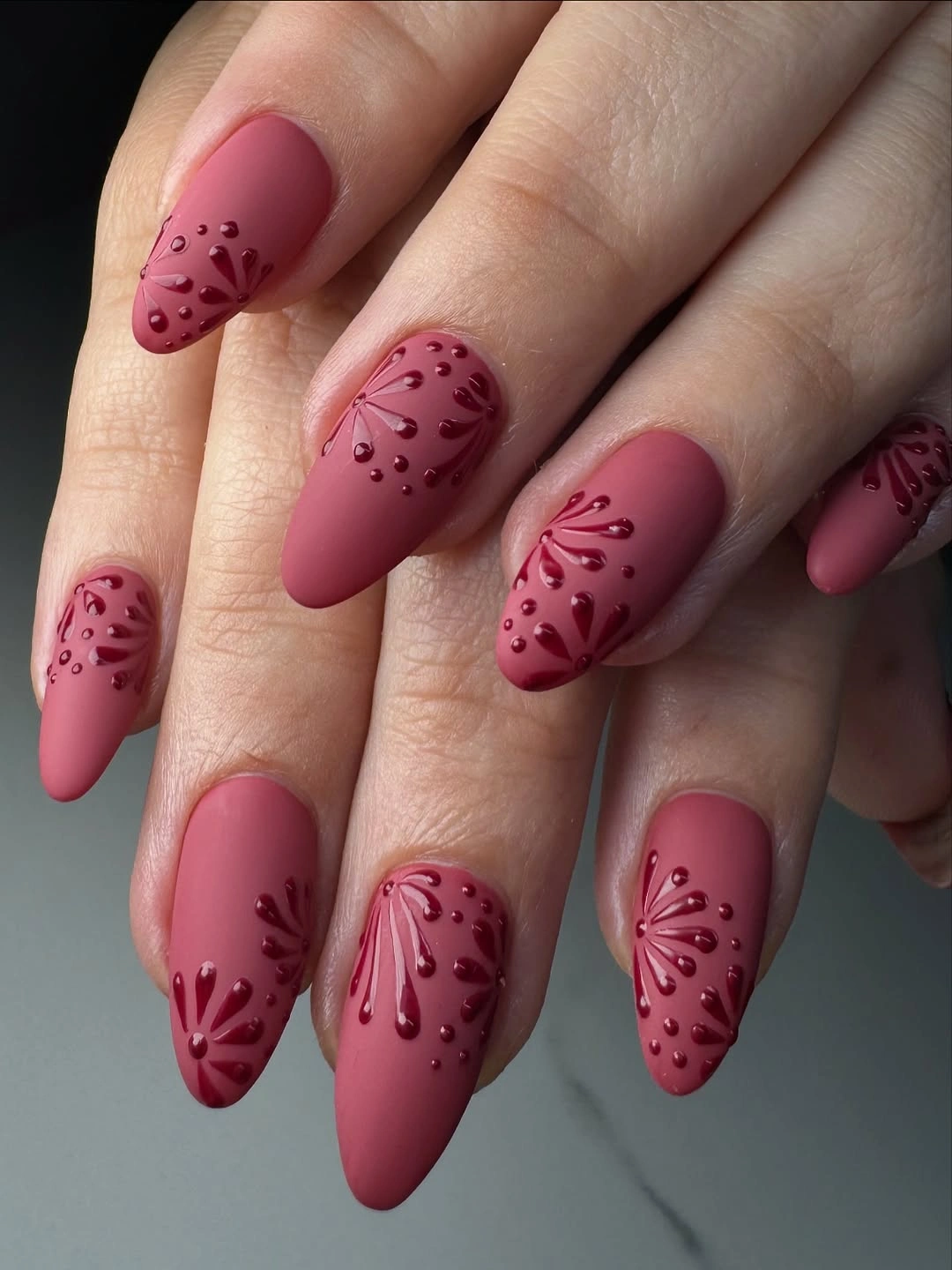 cocoa nails with black and cream graphic lines