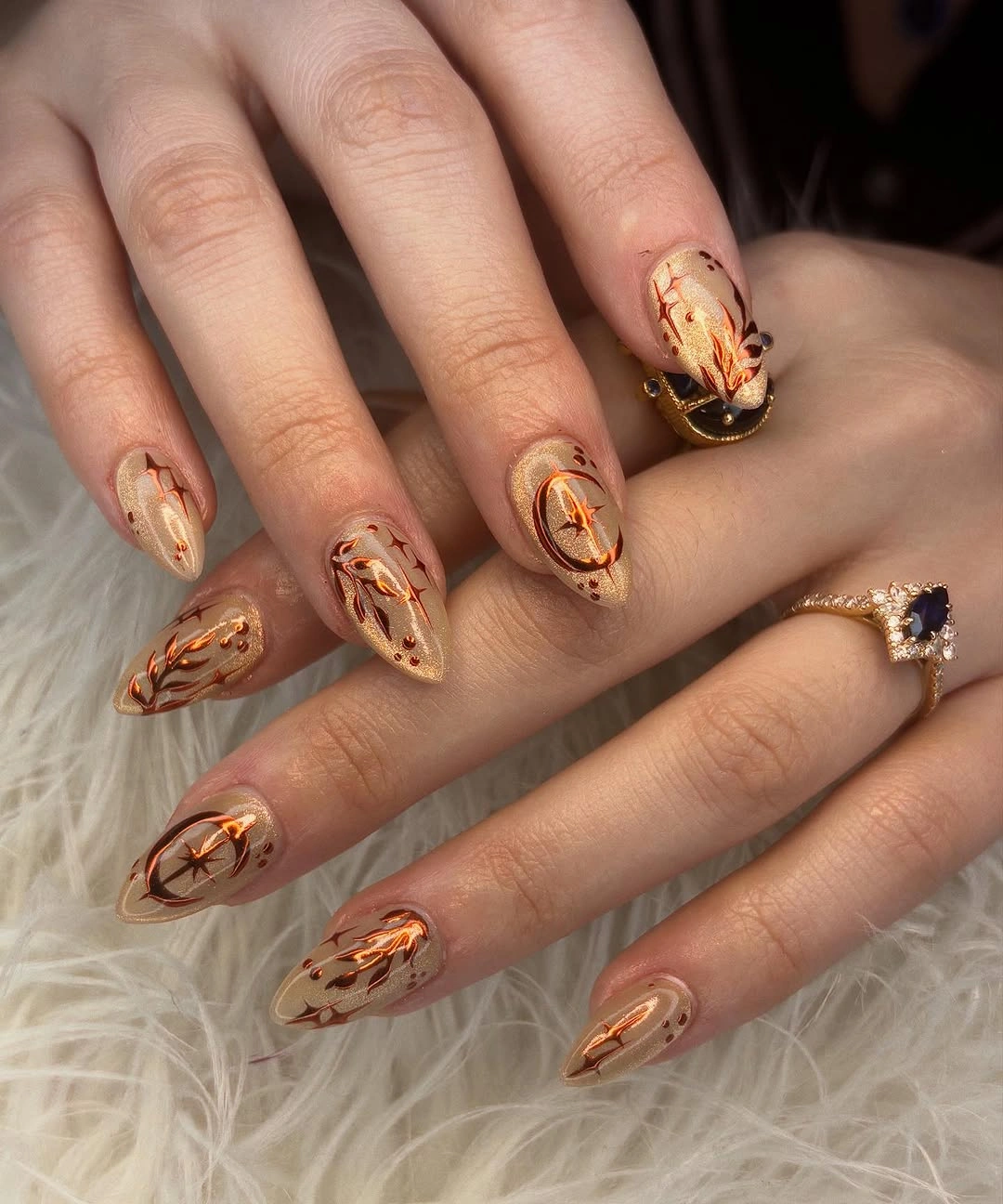 golden brown marbling in autumn tones