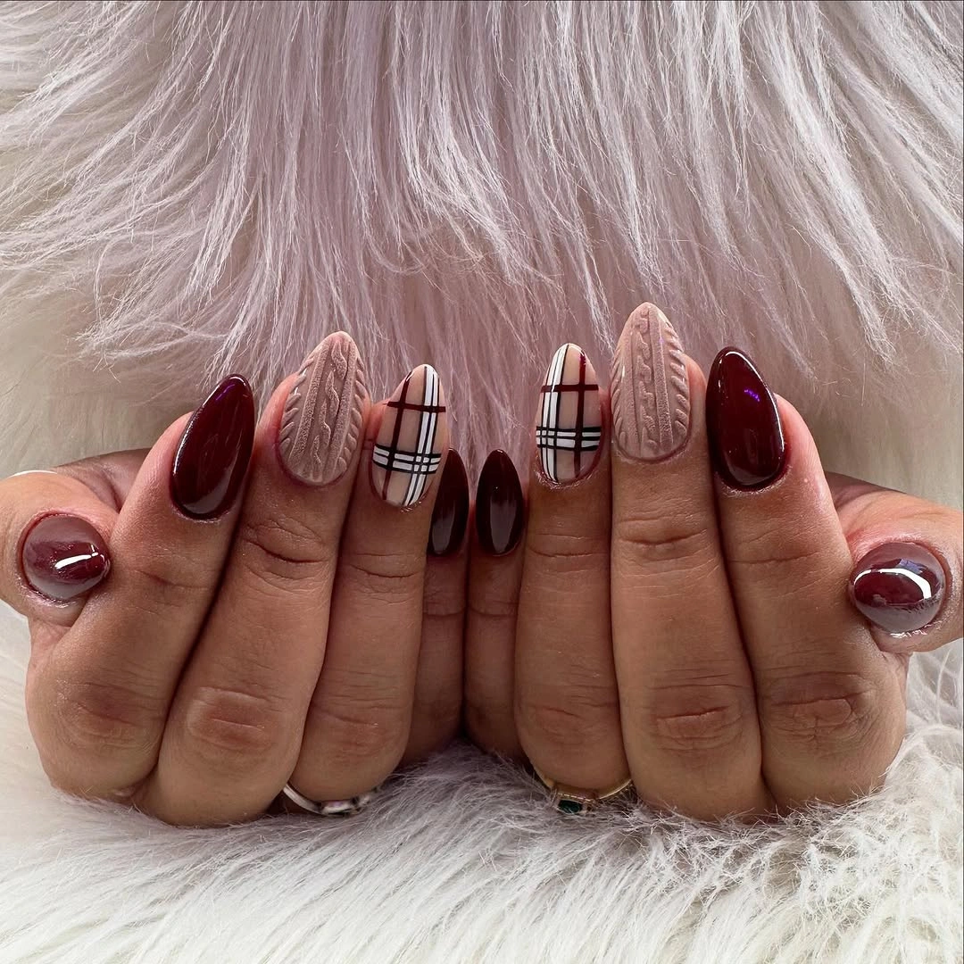 milky nude short rounded to oval nails with quiet tonal mix