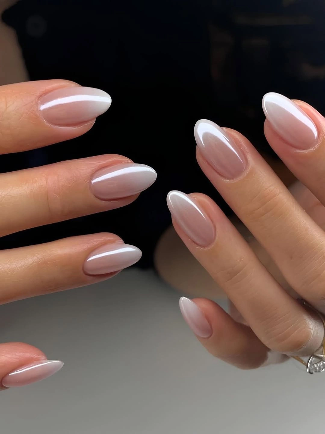 blush nails with burgundy purple and plaid accents