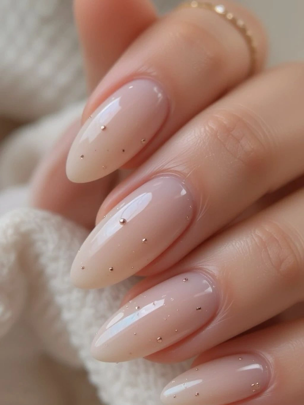 sheer pink nails with a burgundy edge gradient