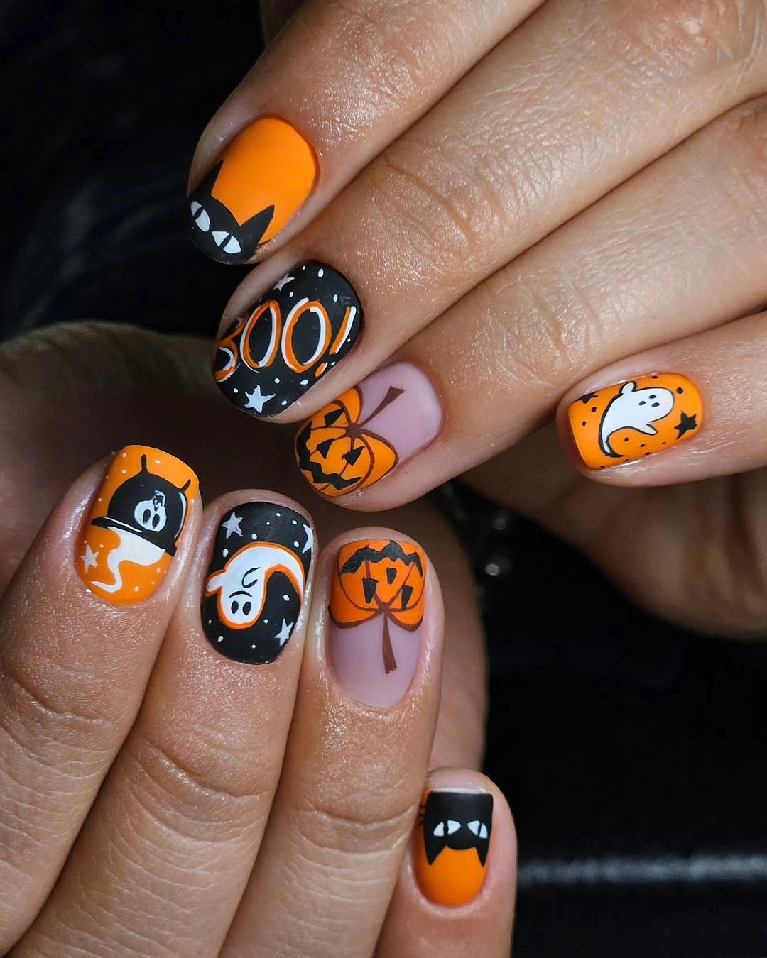 Short square orange black white lavender Halloween icons