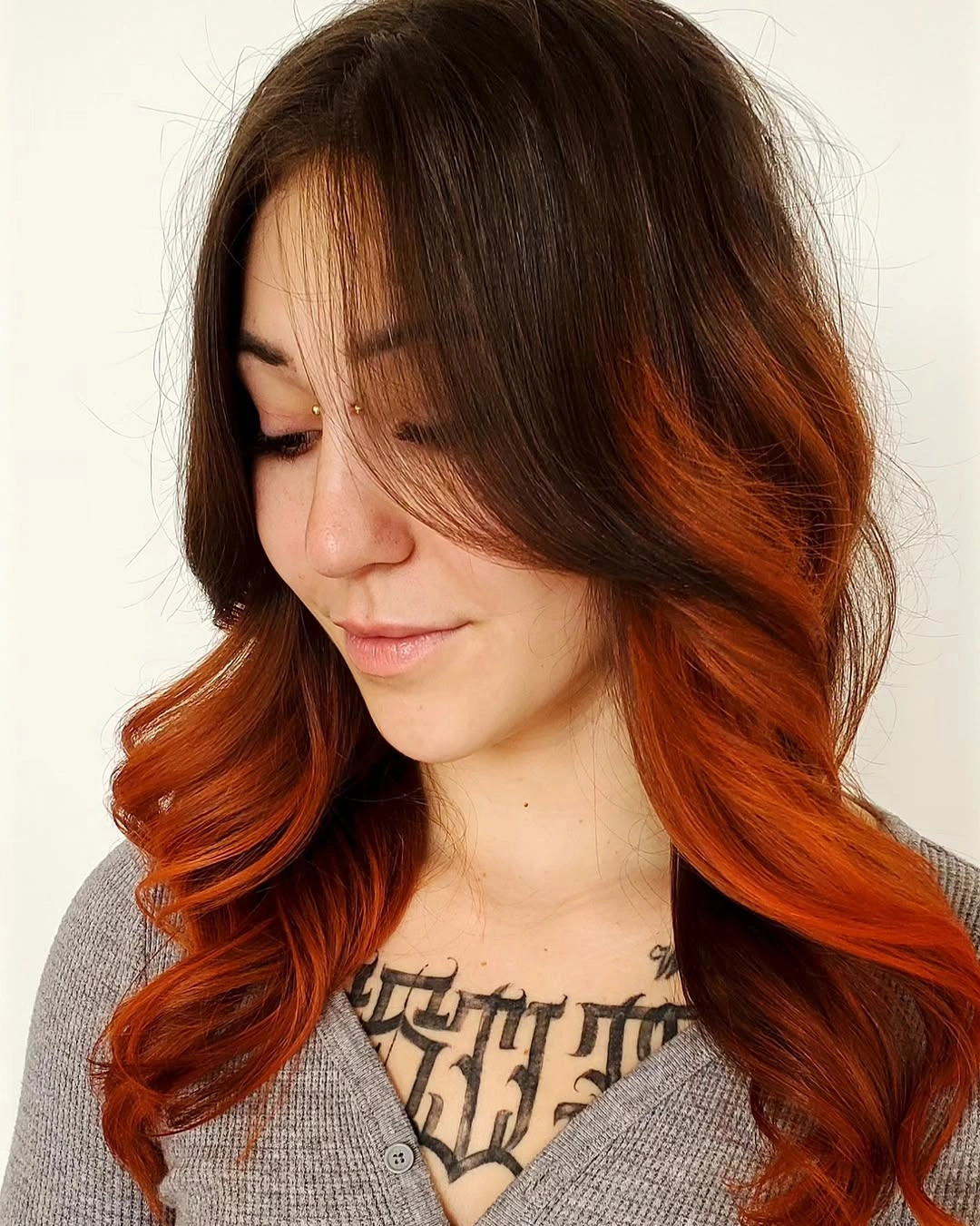 Long dark waves with orange copper lower sections