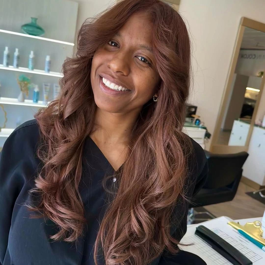 Long rose brown waves with soft front separation