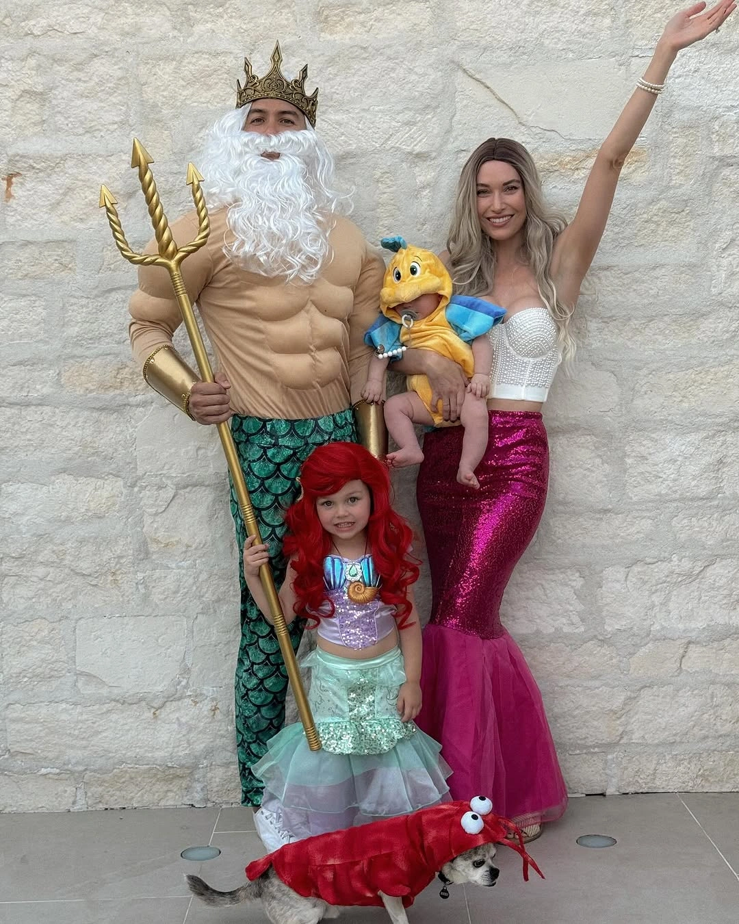 Turquoise pink and gold family Halloween costumes