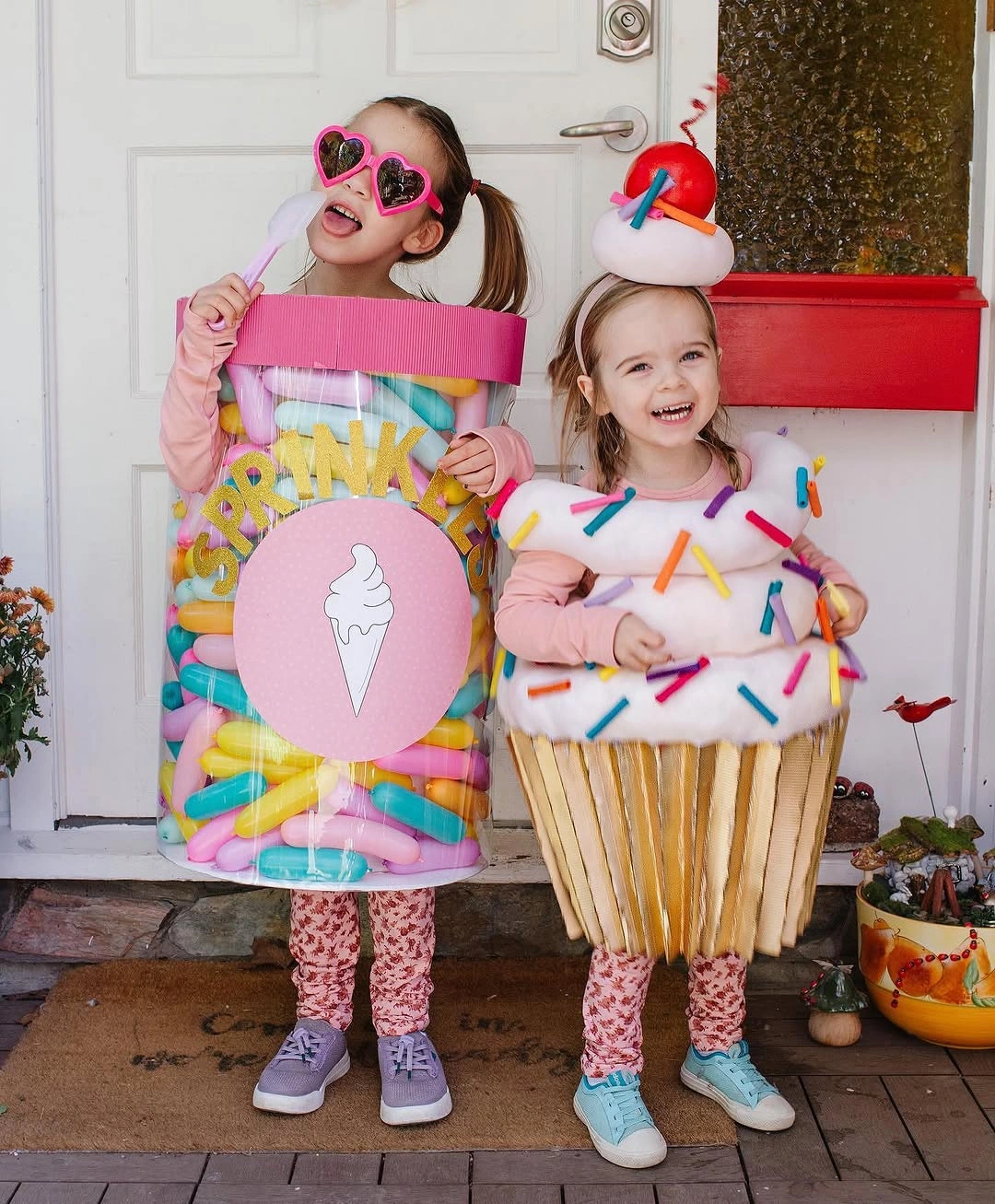 Pastel dessert-inspired costumes for two girls
